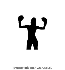 Woman kickboxer icon. Simple style woman kickboxing tournament poster background symbol. Woman kickboxer brand logo design element. Woman kickboxer t-shirt printing. vector for sticker.