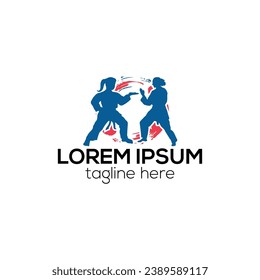 Woman Kickboxing logo. Boxing girl logo design vector template