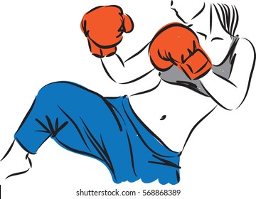 woman kickboxing vector illustration