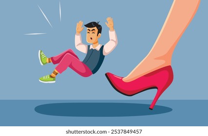 
Woman Kicking Man Out Vector Cartoon illustration Design. Male employee being dismissed and laid off from work 
