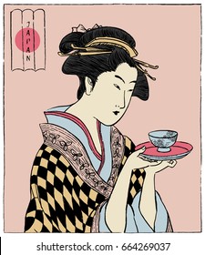 Woman in Kimono holding