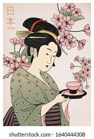 Woman in Kimono holding