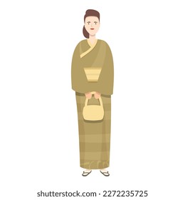 Woman kimono icon cartoon vector. Asian person. Costume design