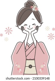 A woman in a kimono that rejoice