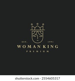 Woman king logo vector hipster vintage icon illustration