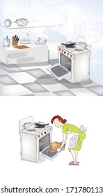 woman is a kitchen