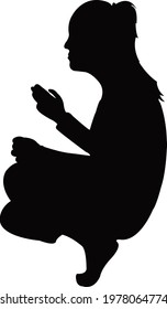 A Woman Kneeling Down, Silhouette Vector