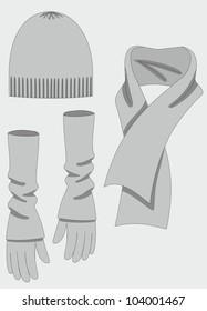 Woman knit complete set ( cap, gloves,  scarf).