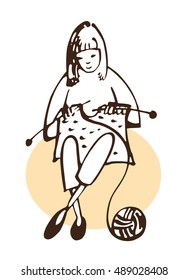 woman knits