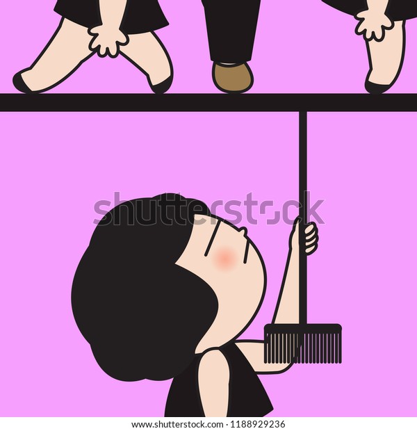 Woman Knocking Ceiling Noisy Walking Loudly Stock Vector Royalty