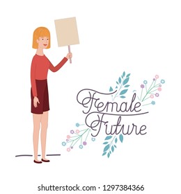 woman with label female future character