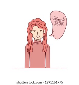 woman with label female power avatar character