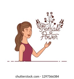 woman with label female power avatar character