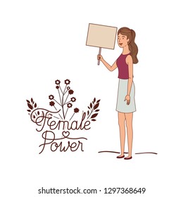 woman with label female power character