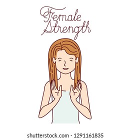 woman with label female strength avatar character