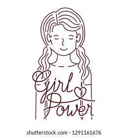 woman with label girl power avatar character
