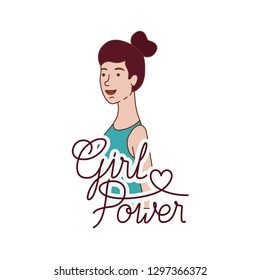 woman with label girl power avatar character