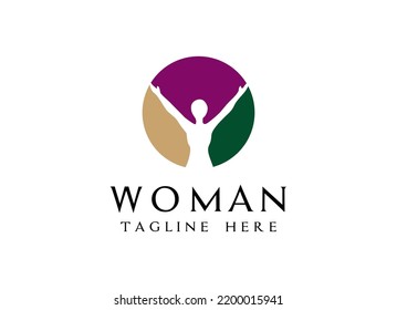 Woman label logo design template.