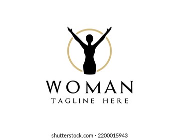 Woman label logo design template.