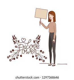 woman with label love power character