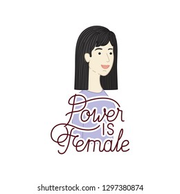 woman with label power is female avatar character