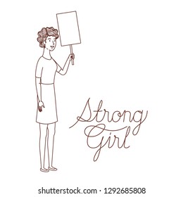 woman with label strong girl character