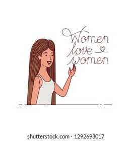 woman with label women love women avatar character