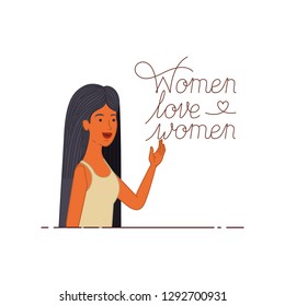 woman with label women love women avatar character