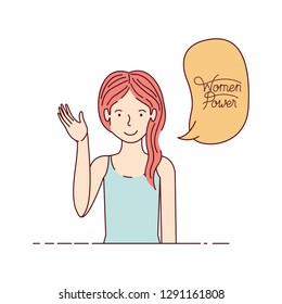 woman with label women power avatar character