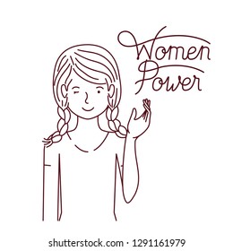 woman with label women power avatar character