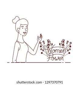woman with label women power avatar character