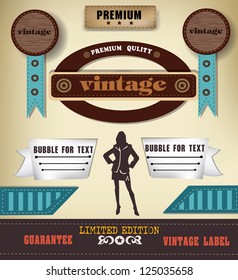 Woman and label,vintage,vector