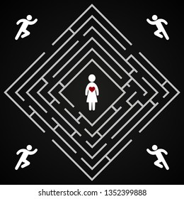 Woman labyrinth - Who will be the winner for the woman's heart - background template