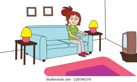 couch and tv clipart kids