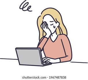 woman lamenting simple vector illustration