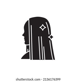 Woman lamination of hair color line icon. Beauty industry. Hairdresser service. Pictogram for web page, mobile app, promo.