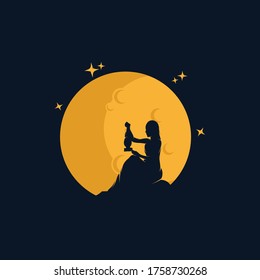 A woman with a lantern logo design template