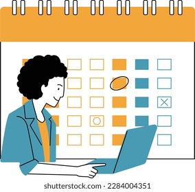 woman with laptop and calendar reminder vector illustration desing 