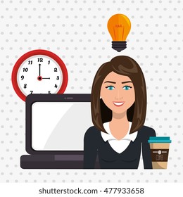 woman laptop clock idea