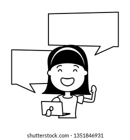 woman with laptop computer avatar character