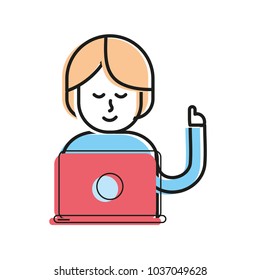 Woman and laptop design