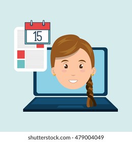 woman laptop document idea