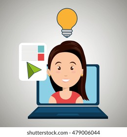 woman laptop document idea