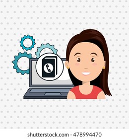 woman laptop gears apps