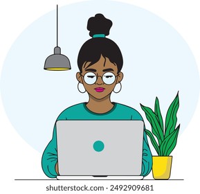 woman with laptop. student working on laptop