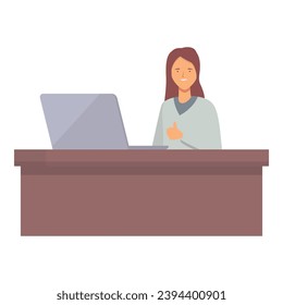 Vector de dibujos animados de mujeres portátiles. Trabajo en casa de Office. Espacio comercial