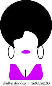 Woman with large hoop earrings and purple lipstick