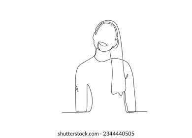 A woman laughed from ear to ear. World smile day one-line drawing