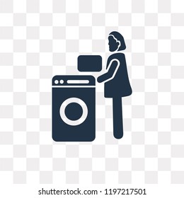 Woman and Laundry vector icon isolated on transparent background, Woman and Laundry transparency concept can be used web and mobile
