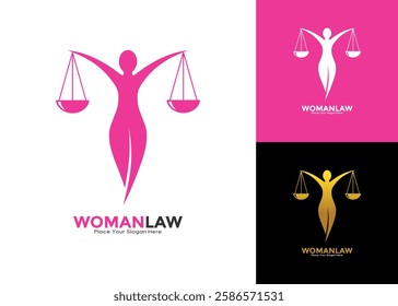 Woman law vector logo design. Suitable for business, law firm, protection, and women symbol